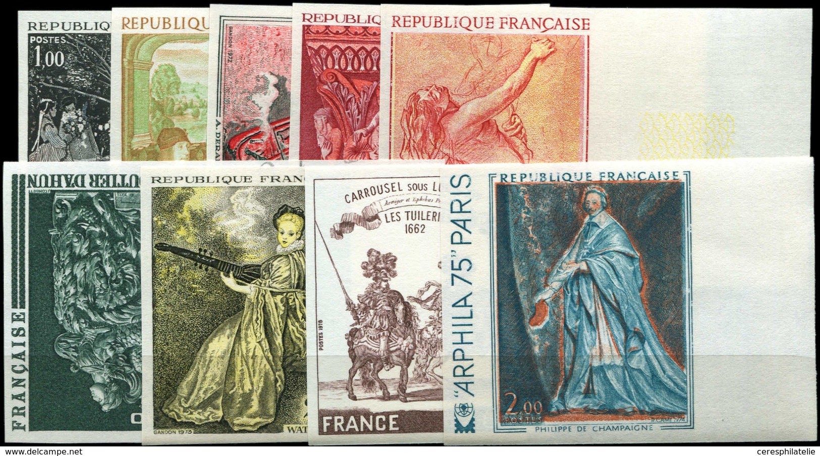 ** 9 Essais De Couleur, Timbres Tableaux, Tous Différents, TB - Collections (with Albums)