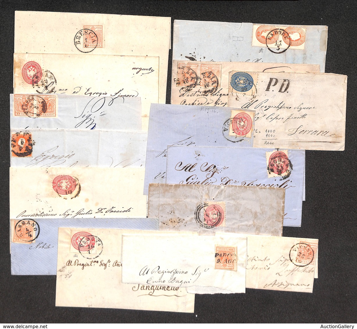 0016 ANTICHI STATI - LOMBARDO VENETO - 1852/1865 - 3 Frontespizi + 3 Bustine + 9 Lettere Con Affrancature Del Periodo -  - Other & Unclassified