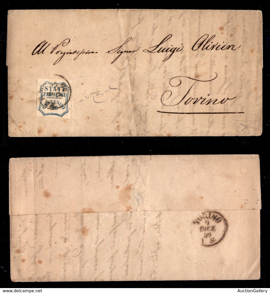 0046 ANTICHI STATI - PARMA - Lettera Da Parma A Torino Del 8.12.59 Affrancata Con Un 20 Cent (15) - Splendida - Cert. Bo - Altri & Non Classificati