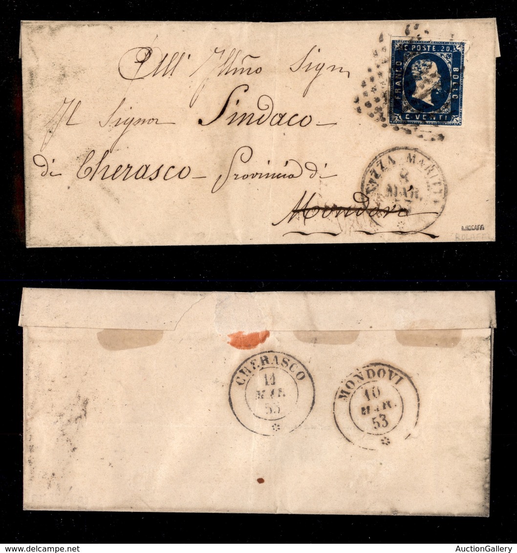 0063 ANTICHI STATI - SARDEGNA - Letterina Da Nizza A Cherasco Del 8.5.53 Affrancata Con 20 Cent (2) - Molto Bella - Bola - Otros & Sin Clasificación