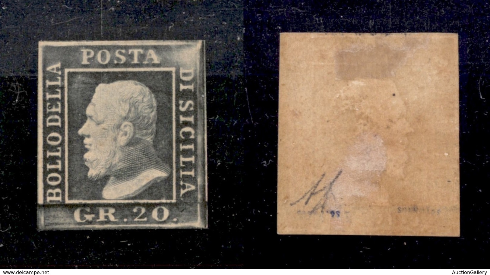 0079 ANTICHI STATI - SICILIA - 1859 - Bellissimo 20 Grana Grigio Ardesia (13) - Nuovo Con Gomma - Diena + Cert. AG (1.65 - Autres & Non Classés