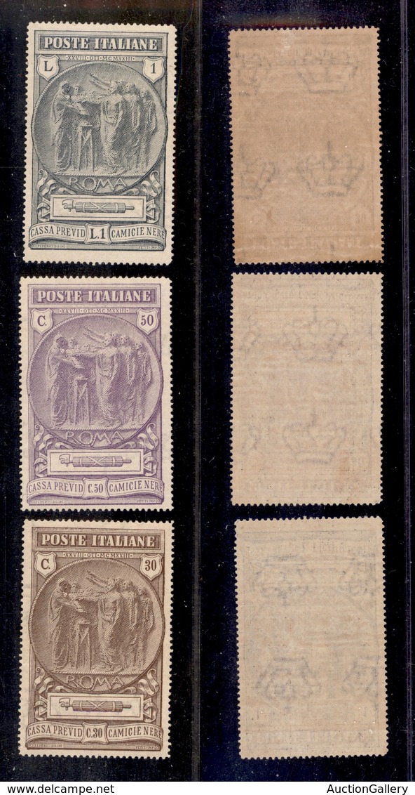 0180 REGNO - 1923 - Camice Nere (147/149) - Serie Completa - Ottimamente Centrata - Gomma Integra - Molto Bella - Cert.  - Andere & Zonder Classificatie