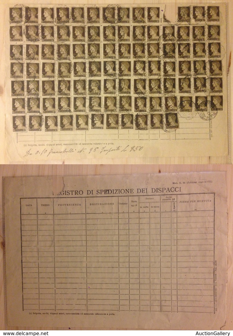 0201 REGNO - La Spezia/Dir. Prov. Poste Tel. 12.2.41 - Registro Di Spedizione Dei Dispacci Mod.34 Con 104 Pezzi Del 10 C - Autres & Non Classés