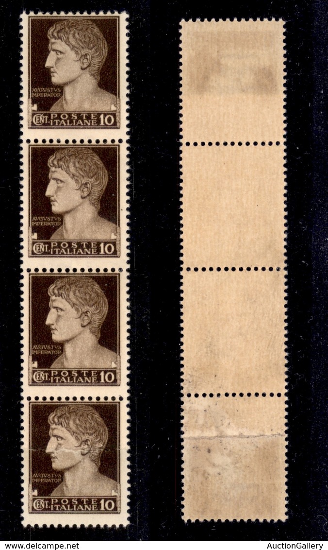 0202 REGNO - 1929 - 10 Cent Imperiale (245e) - Striscia Di Quattro Su Carta Ricongiunta - Nuova Con Gomma Integra (4.000 - Autres & Non Classés