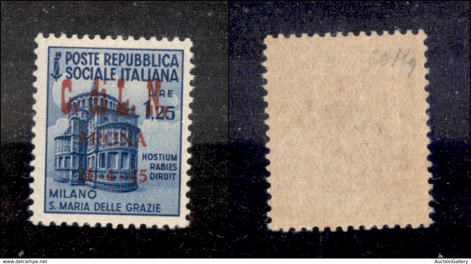 0423 EMISSIONI LOCALI - ARONA - 1945 - 1,25 Lire (22) - Gomma Integra - Cert. Colla (4.400) - Autres & Non Classés