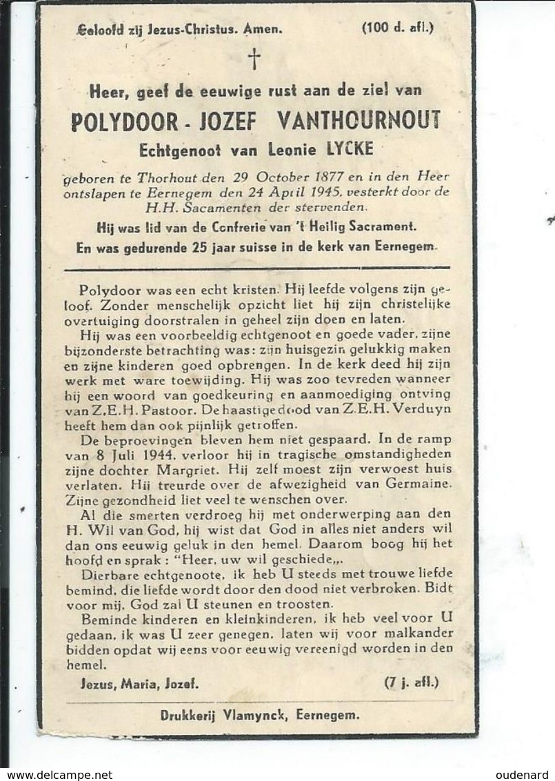 B.P.TORHOUT VANTHOURNOUT POLYDOOR 1877 - 1945 EERNEGEM - Religion & Esotericism