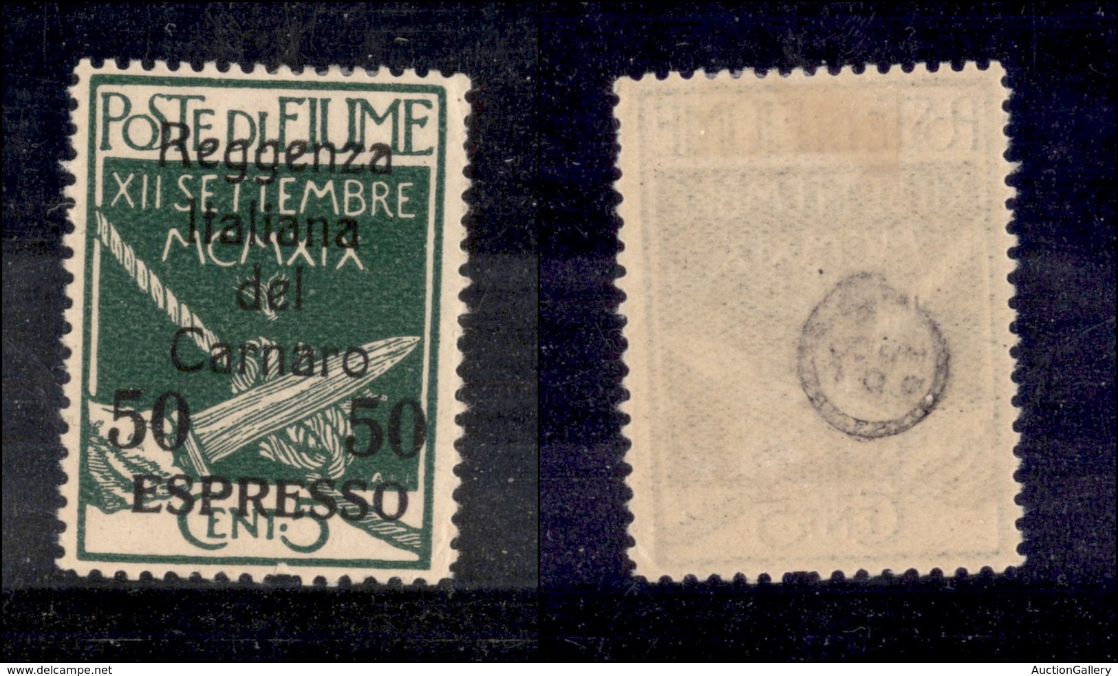 0477 OCCUPAZIONI - FIUME - 1920 - 50 Su 5 Cent Espresso (4) - Nuovo Con Gomma - Cert. AG (440) - Autres & Non Classés