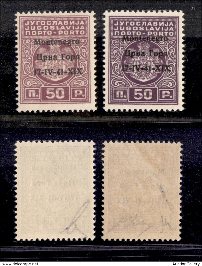 0492 OCCUPAZIONI - MONTENEGRO - 1941 - Due 50 Segnatasse (1+1a) Nei Due Colori Diversi - Gomma Integra - Bellissimi - Ce - Other & Unclassified