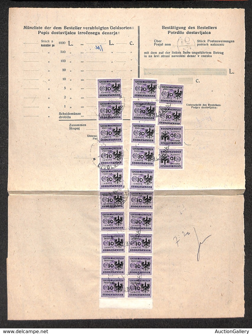 0518 OCCUPAZIONE TEDESCA - LUBIANA - Ventiquattro 30 Su 50 Cent (5) Segnatasse Su Foglio Di Recapito - Lubiana 1.1.45 -  - Otros & Sin Clasificación