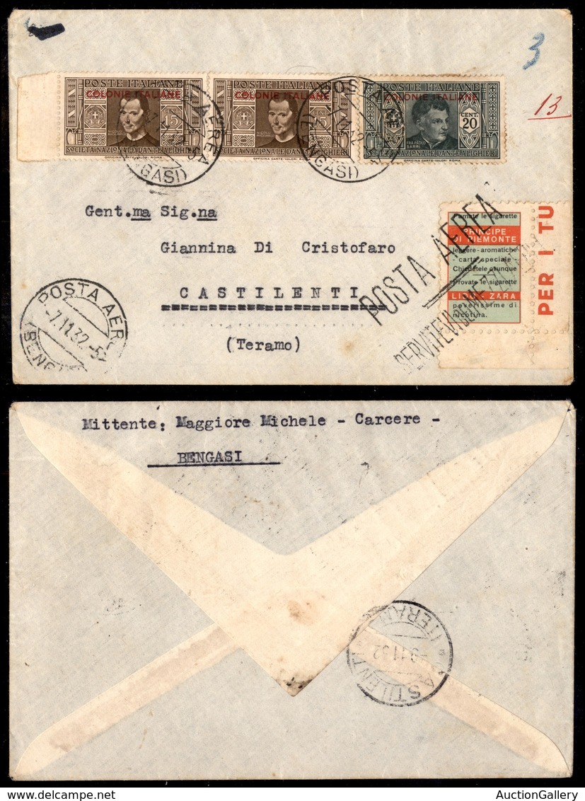 0541 COLONIE - EMISSIONI GENERALI - Aerogramma Affrancato Con Coppia Del 15 Cent (12) + 20 Cent (13) + Etichetta Pubblic - Autres & Non Classés