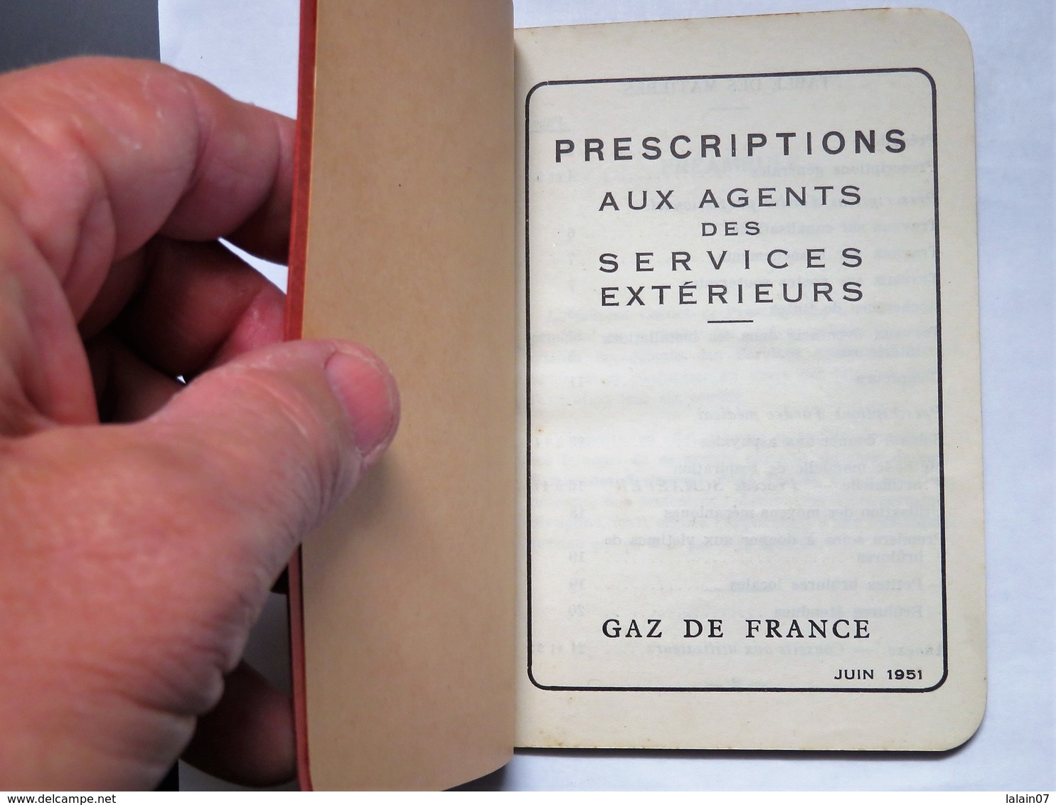 CARNET De PRESCRIPTIONS  Aux Agents Des Services Extérieurs De GAZ DE FRANCE, Juin 1951 - Machines