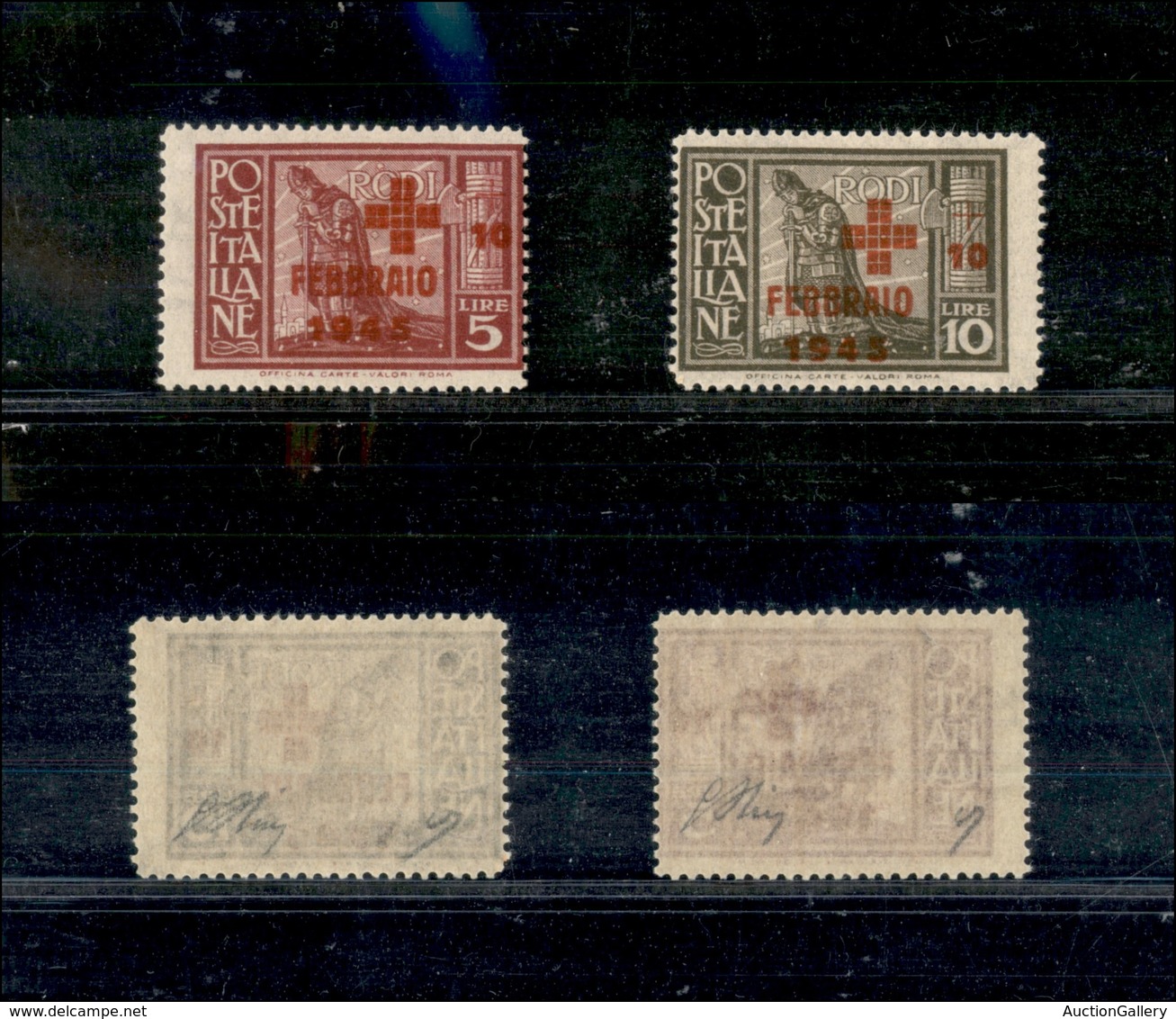 0586 COLONIE - EGEO - 1945 - Croce Rossa (132/133) - Serie Completa - Gomma Integra - Oliva (250) - Other & Unclassified