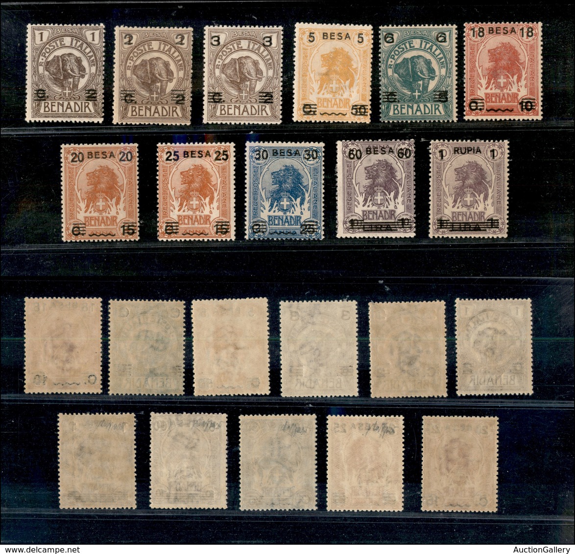 0710 COLONIE - SOMALIA - 1923 - Soprastampati (34/44) - Serie Completa - Gomma Integra - Cert. Caffaz (650) - Andere & Zonder Classificatie