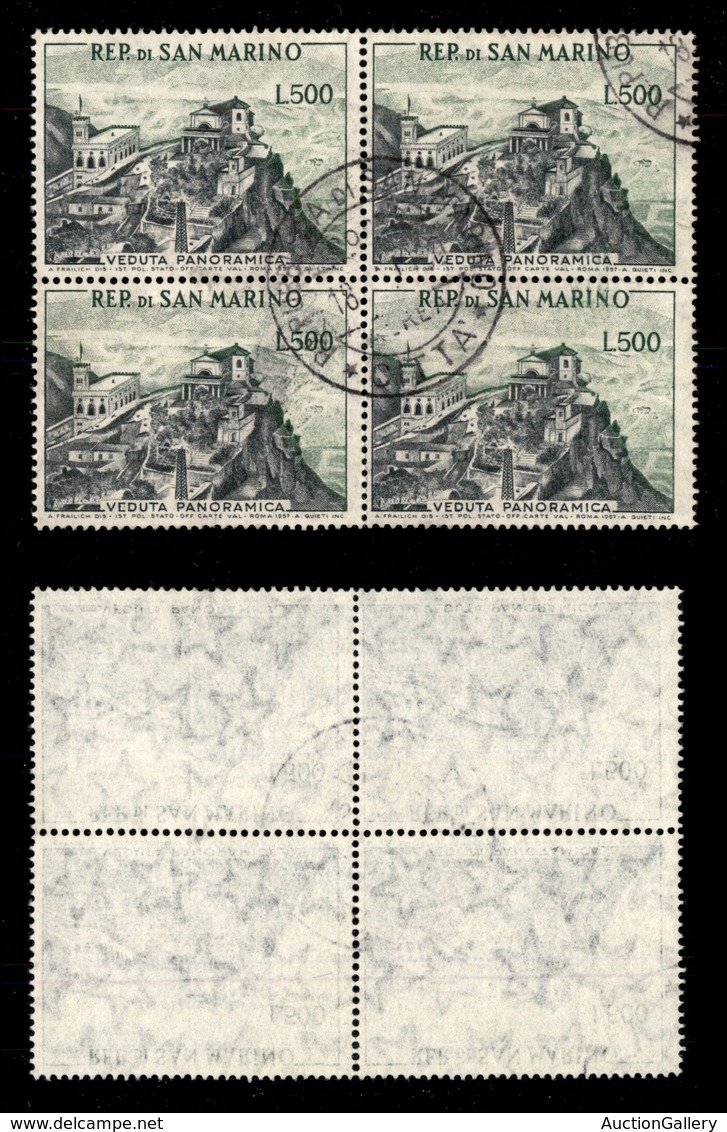 0802 SAN MARINO - 1958 - Quartina Del 500 Lire Veduta (475) - Usata (360+) - Autres & Non Classés