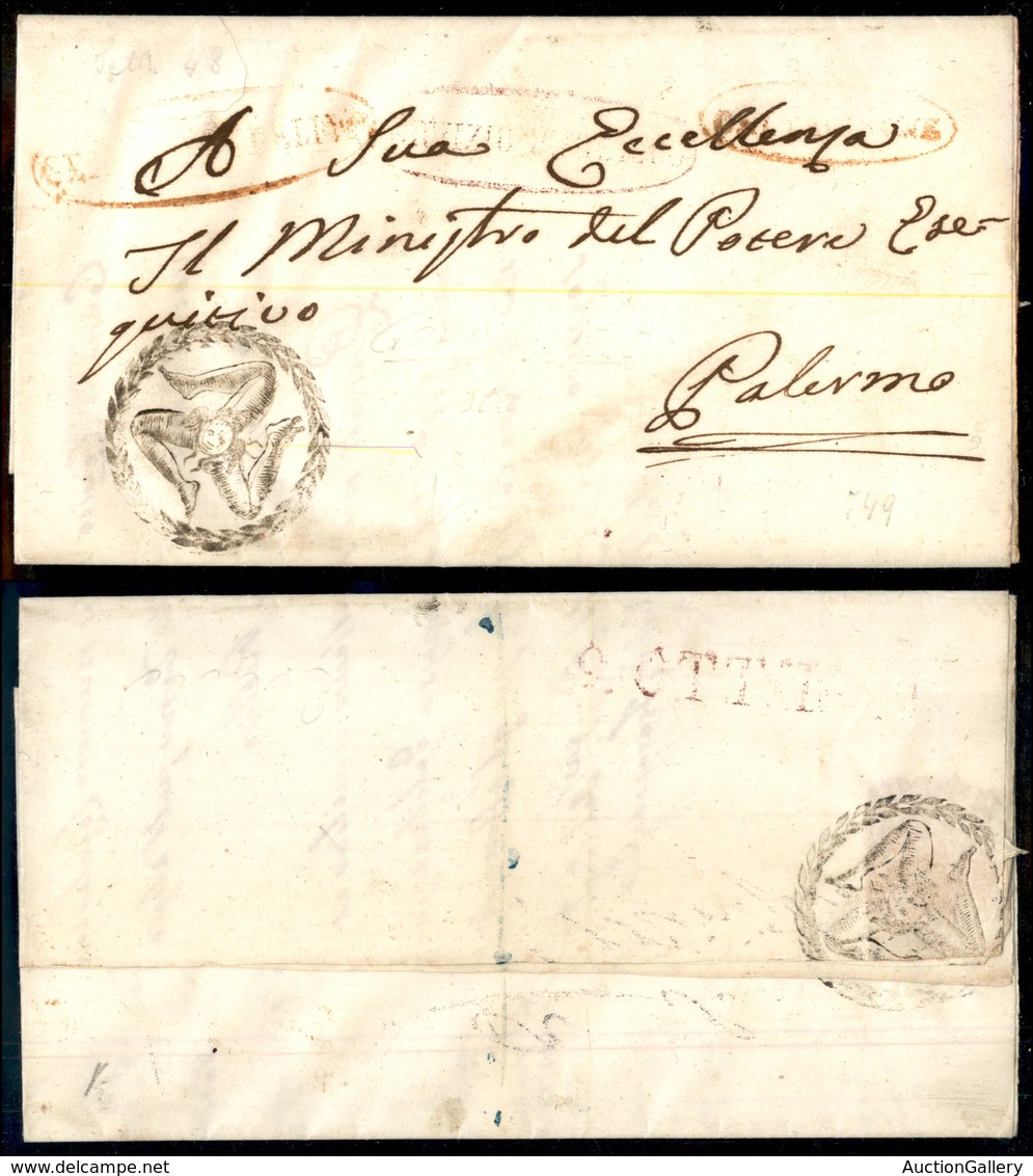 0878 PREFILATELICHE - 1848 - Granmichele 1.9 - Manoscritto Per Palermo - Andere & Zonder Classificatie