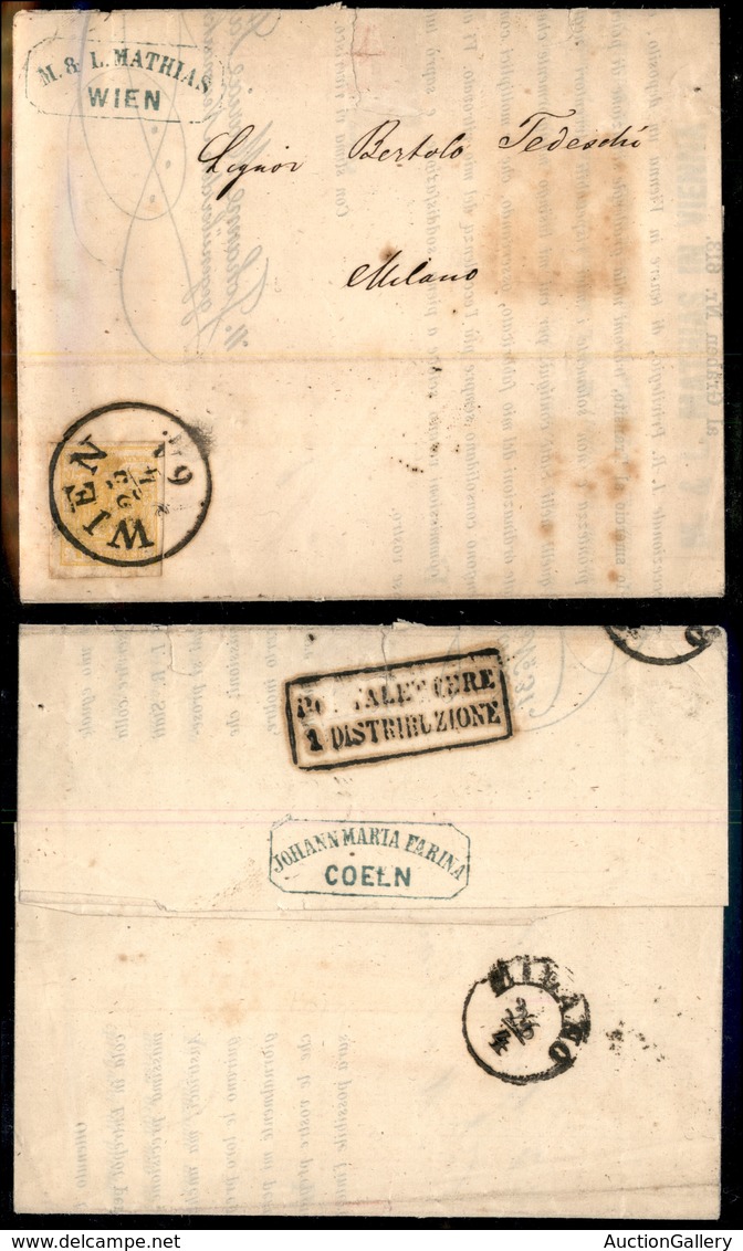 0885 AUSTRIA - 1 Kreuzer (Unif. 1/I) Carta A Macchina - Lettera Da Vienna A Milano Del 23.4.58 - Andere & Zonder Classificatie