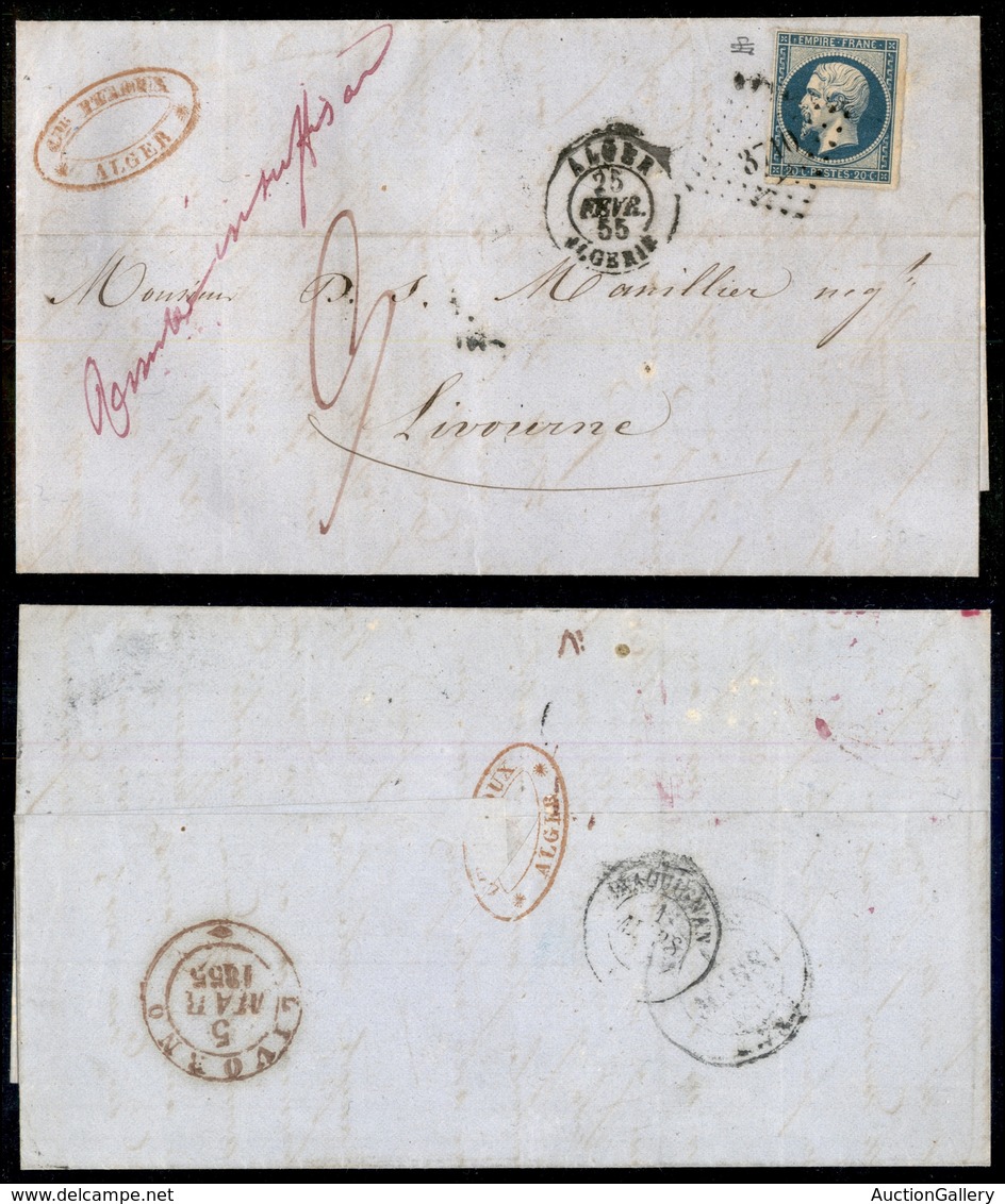 0915 FRANCIA - 3710 Algeri - 20 Cent (14) Isolato Su Lettera Per Livorno Del 25.2.55 - Andere & Zonder Classificatie