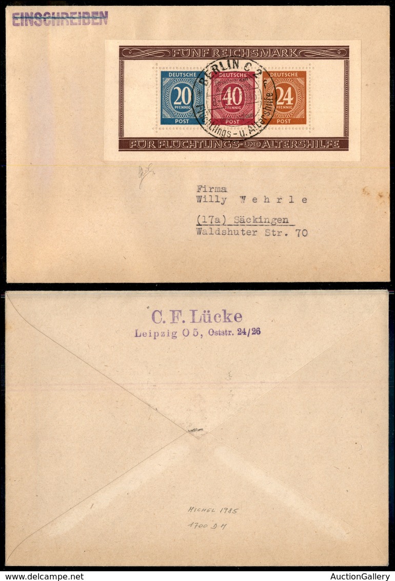 0938 GERMANIA - Occ. Interalleata - 1946 - Esposizone Berlino (BF1) Su Busta Per Sackingen Del 15.12.46 - Cert. Biondi - Autres & Non Classés