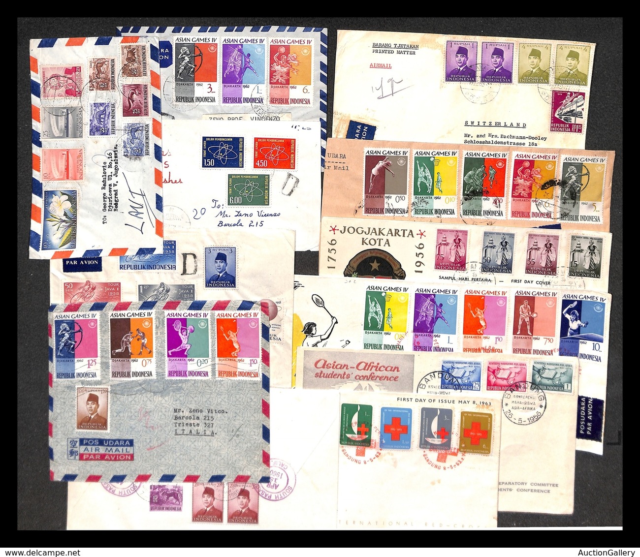 0942 INDONESIA - 1956/1963 - Undici Aerogrammi E Buste Del Periodo - Other & Unclassified