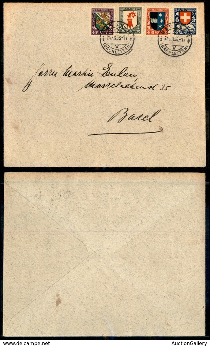 0961 SVIZZERA - Pro Juventute 1926 - Serie Completa Su Busta - Basel 24.12.26 - Sonstige & Ohne Zuordnung