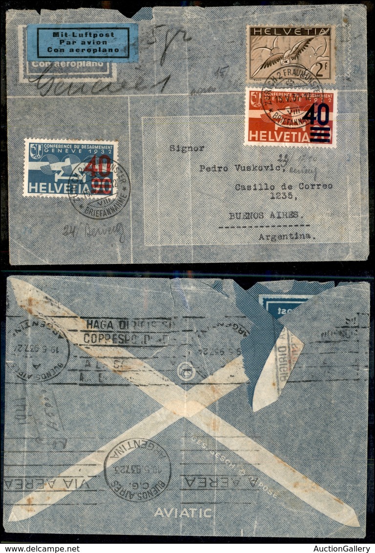 0980 SVIZZERA - Posta Aerea (Mich.245+293+310) - Aerogramma Da Zurigo A Buenos Aires Del 15.5.37 - Other & Unclassified