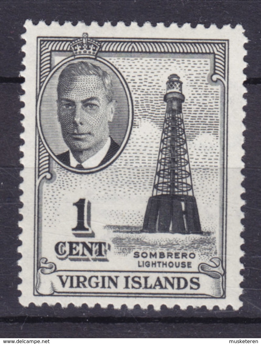 British Virgin Islands 1952 Mi. 98    1 C. King George VI. & Sombrero Lighthouse Leuchtturm Pfare MH* - Iles Vièrges Britanniques