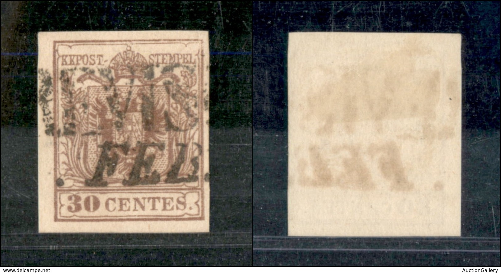 1078 ANTICHI STATI - LOMBARDO VENETO - 1850 - 30 Cent Bruno Rossiccio (8b) II Tipo - Usato - Other & Unclassified