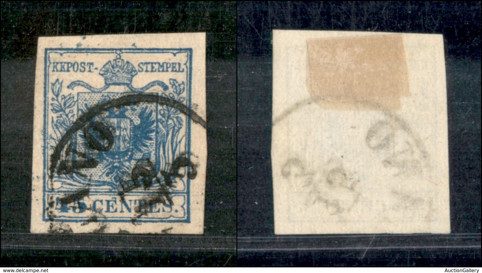 1080 ANTICHI STATI - LOMBARDO VENETO - 1855 - 45 Cent Azzurro III Tipo (12) - Annullo Milano 15.3 - Usato (80) - Sonstige & Ohne Zuordnung