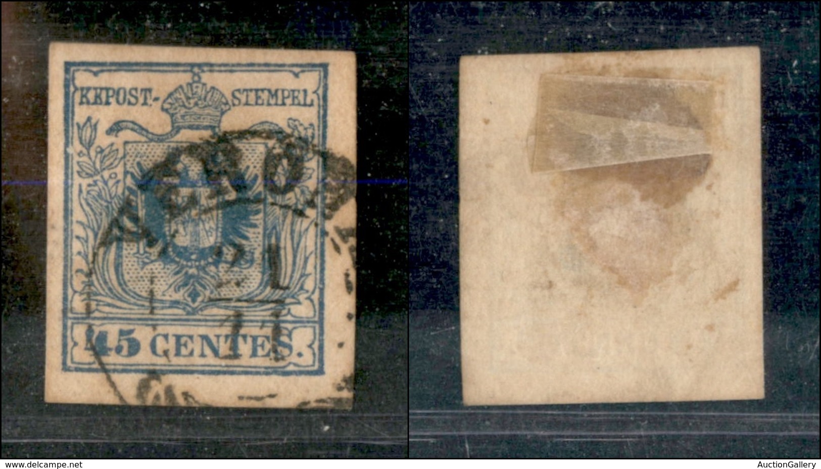 1090 ANTICHI STATI - LOMBARDO VENETO - 1856 - 45 Cent Azzurro Carta A Macchina (22) - Usato (100) - Autres & Non Classés