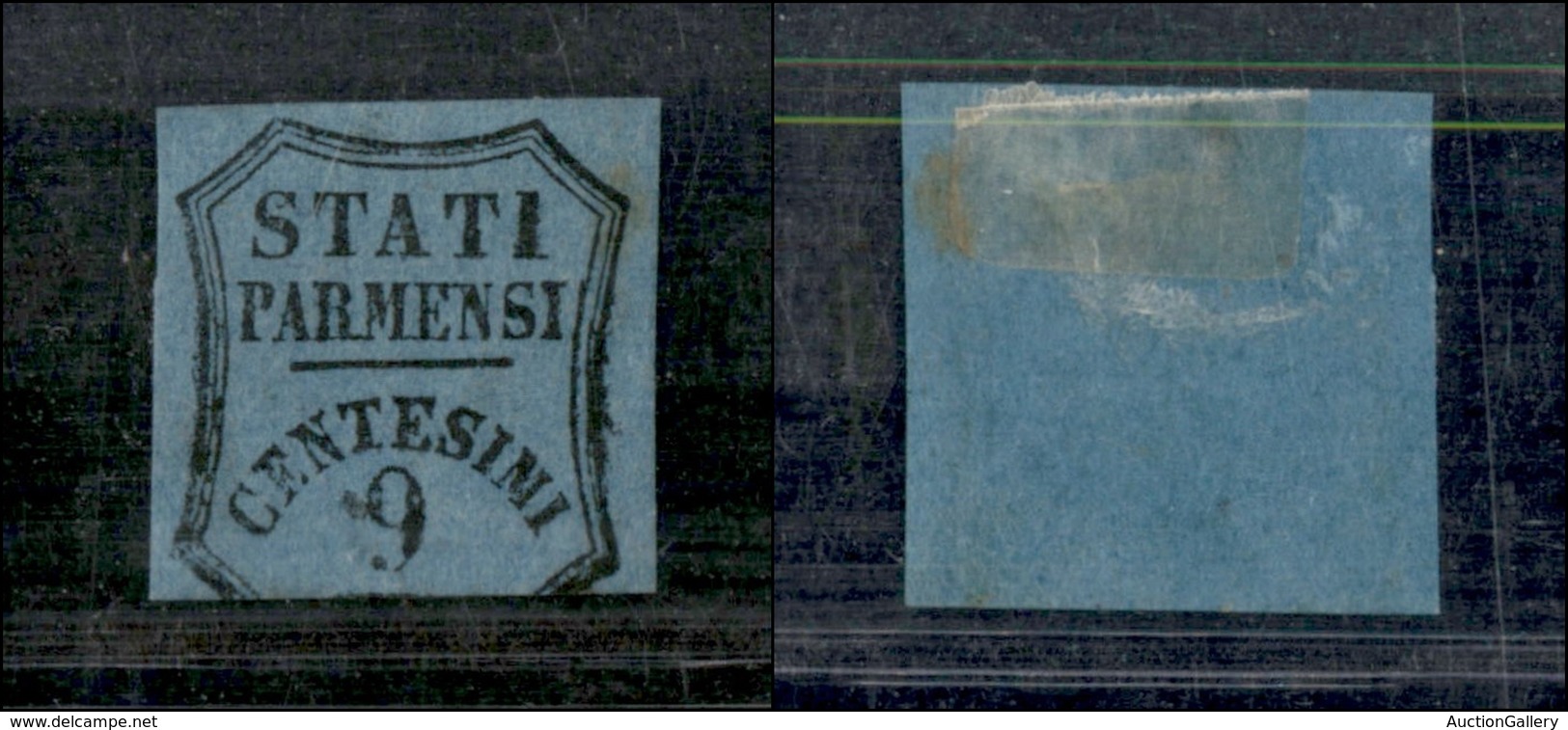 1144 ANTICHI STATI - PARMA - 1853/1857 - 9 Cent Azzurro Segnatasse Per Giornali (2) - Corto In Basso - Nuovo Senza Gomma - Andere & Zonder Classificatie