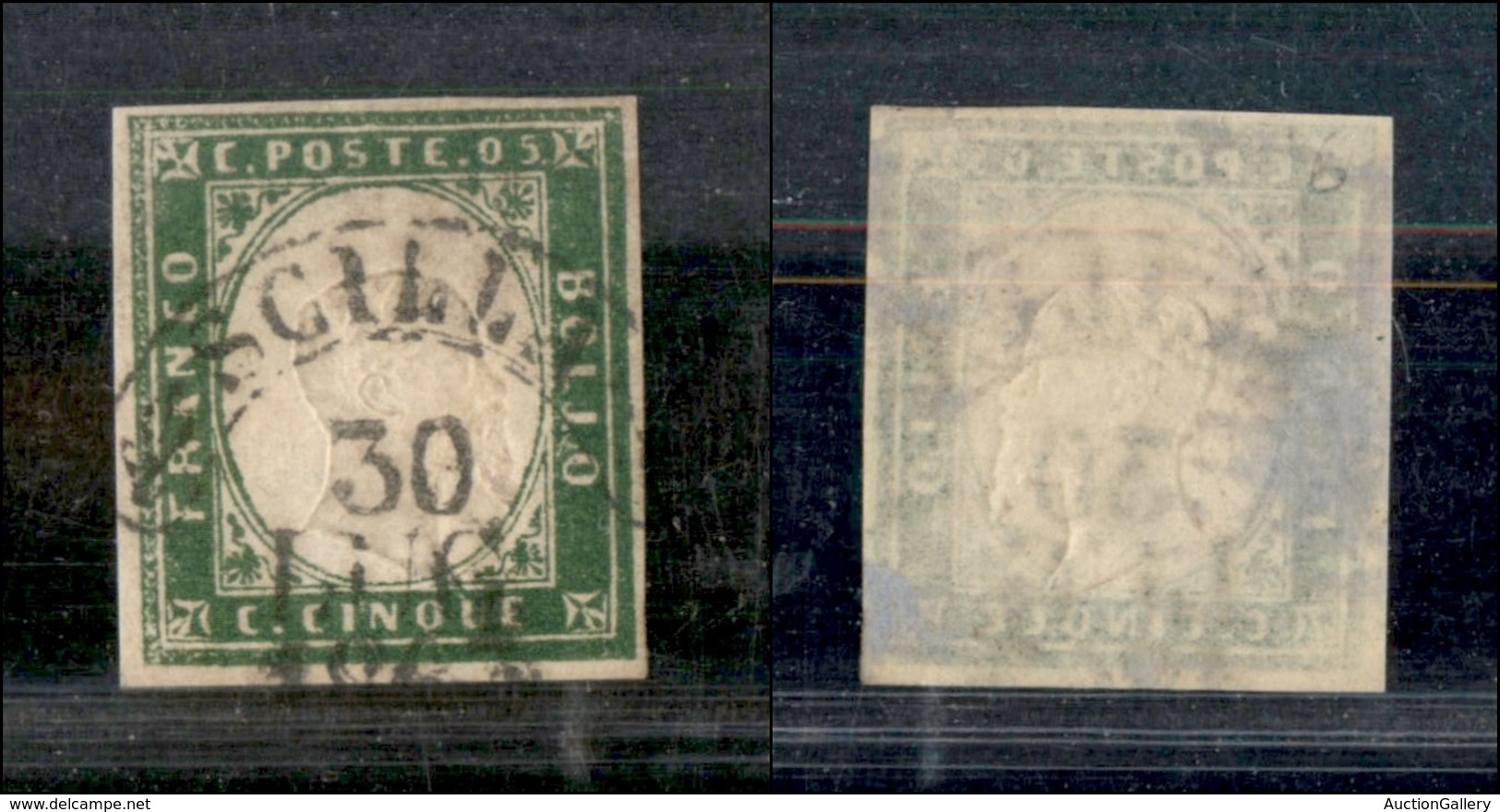 1208 ANTICHI STATI - SARDEGNA - 1863 - Scilla (Pt.6) - 5 Cent (13E) - Sonstige & Ohne Zuordnung