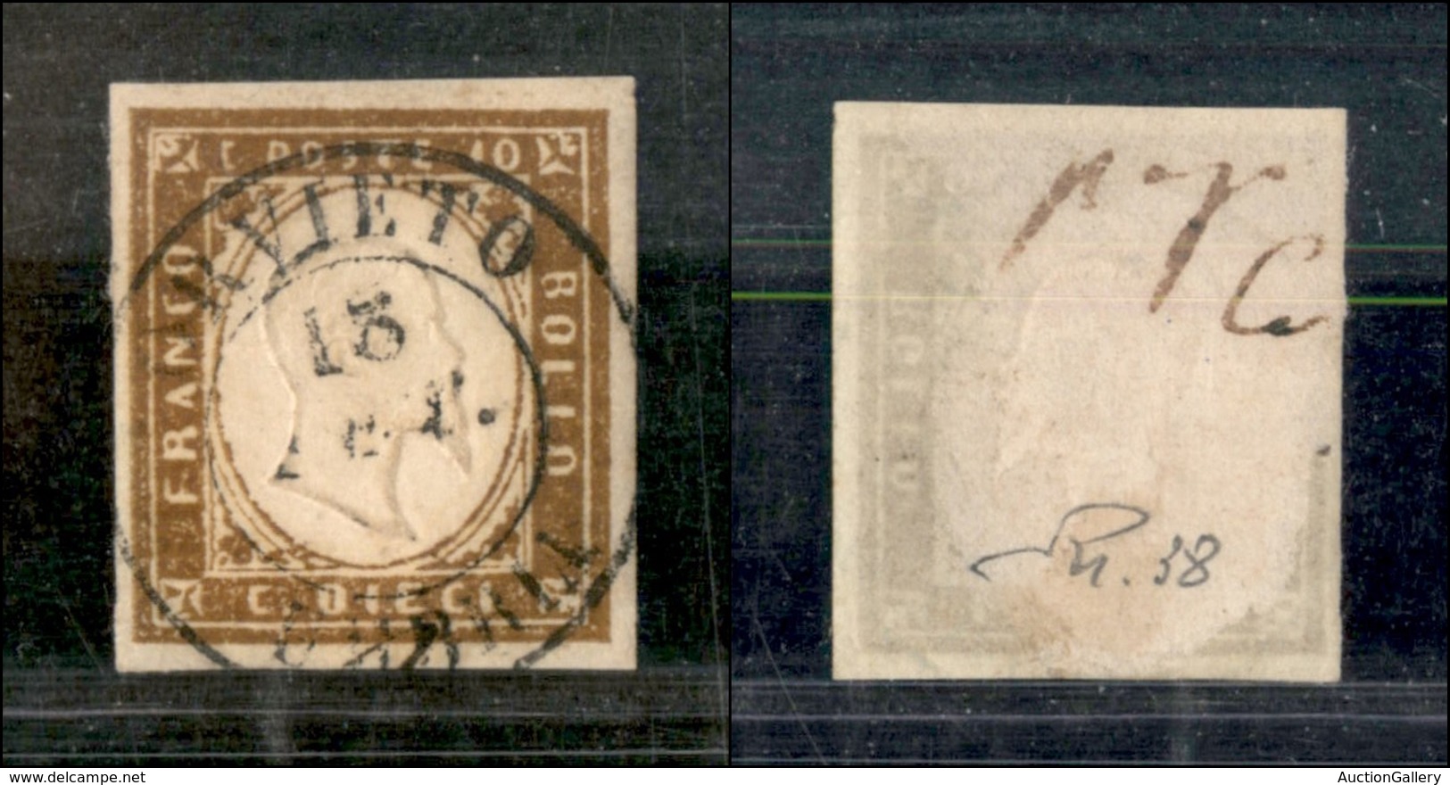 1226 ANTICHI STATI - SARDEGNA - 1861 - 10 Cent Bruno Rossastro (14Cn) - Molto Bello (325) - Other & Unclassified