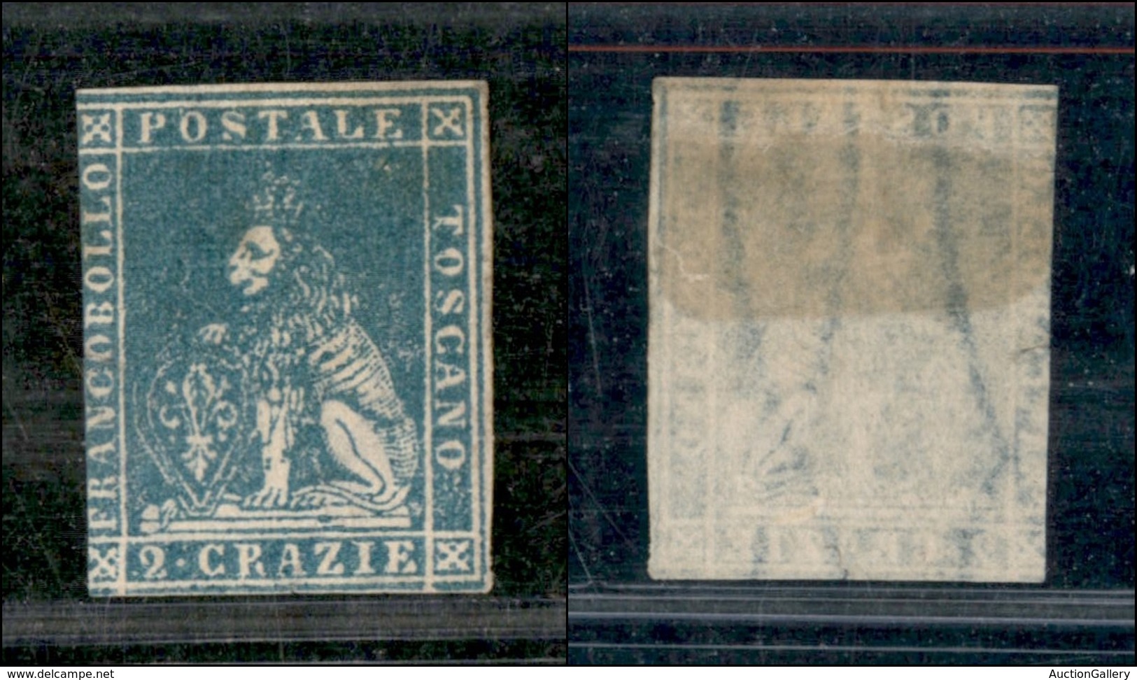 1326 ANTICHI STATI - TOSCANA - 1857 - 2 Crazie (13) Azzurro - Tre Ottimi Margini E Corto A Sinistra - Senza Gomma (1.500 - Autres & Non Classés