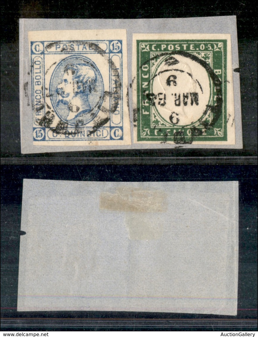 1365 REGNO - 15 Cent Celeste (12) Corto A Sinistra + 5 Cent (13E-Sardegna) - Livorno 9.3.63 - Other & Unclassified