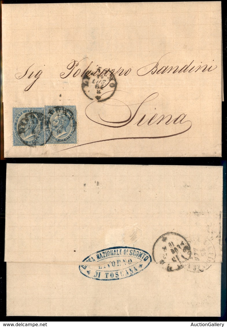 1385 REGNO - 15 Cent (L18) - Due Pezzi Su Lettera Da Livorno A Siena Del 14.7.64 - Un Pezzo Difettoso - Other & Unclassified