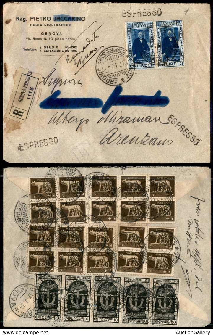 1709 REGNO - Raccomandata Espresso Affrancata Per 4 Lire (243 Venti +350 Cinque +363 Due) Da Genova A Arenzano Del 17.7. - Other & Unclassified