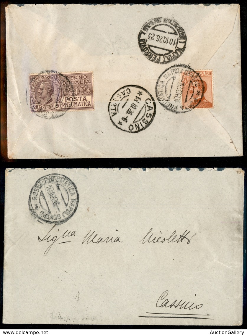 1736 REGNO - Posta Pneumatica - 20 Cent (8) + Complementare (205) - Busta Da Napoli A Cassino Del 10.10.26 - Other & Unclassified