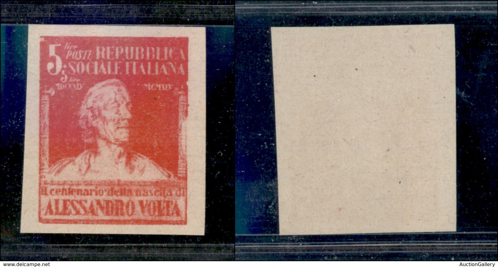 1782 REPUBBLICA SOCIALE - 1944 - Saggi - 5 Lire Volta (Unif.513D) - Carta Grigia - Nuovo Senza Gomma - Other & Unclassified