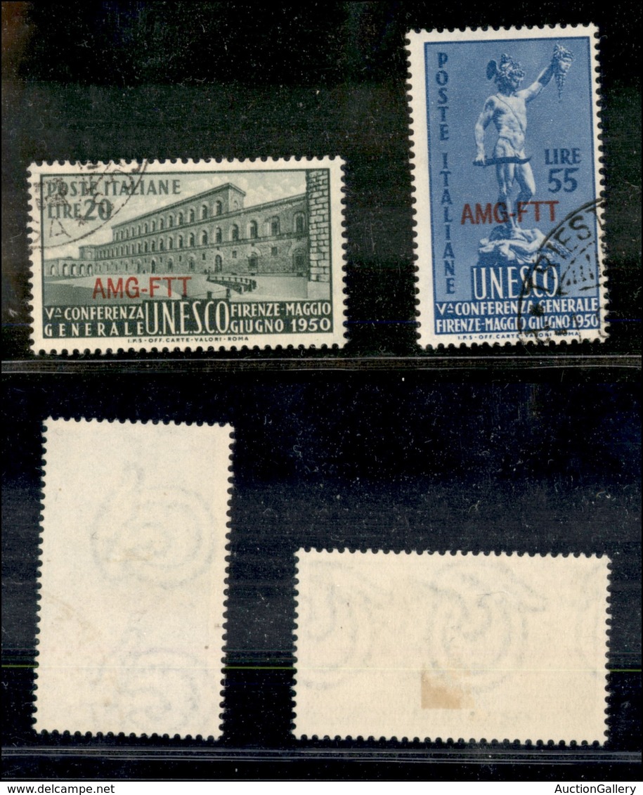 1805 TRIESTE - 1950 - AMG FTT - Unesco (71/72 - Serie Completa - Usata - Autres & Non Classés