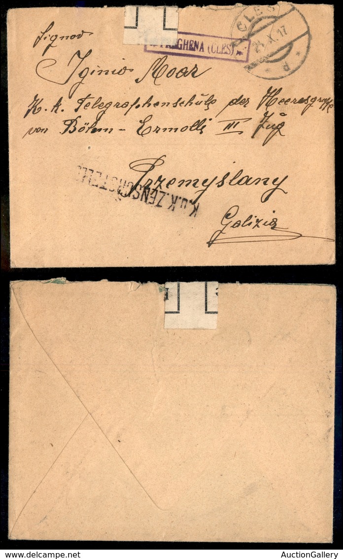 1859 EMISSIONI LOCALI - Territori Italiani D'Austria - Preghena (Cles) Cartella Viola - Busta Per La Galizia Del 24.10.1 - Sonstige & Ohne Zuordnung