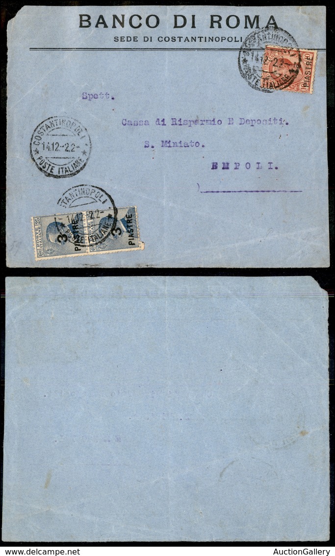 1895 UFF.POSTALI ESTERO - LEVANTE - 1 1/2 Piastra Su 10 Cent (59) + Coppia Del 3 Piastre Su 25 Cent (60) - Frontespizio  - Andere & Zonder Classificatie