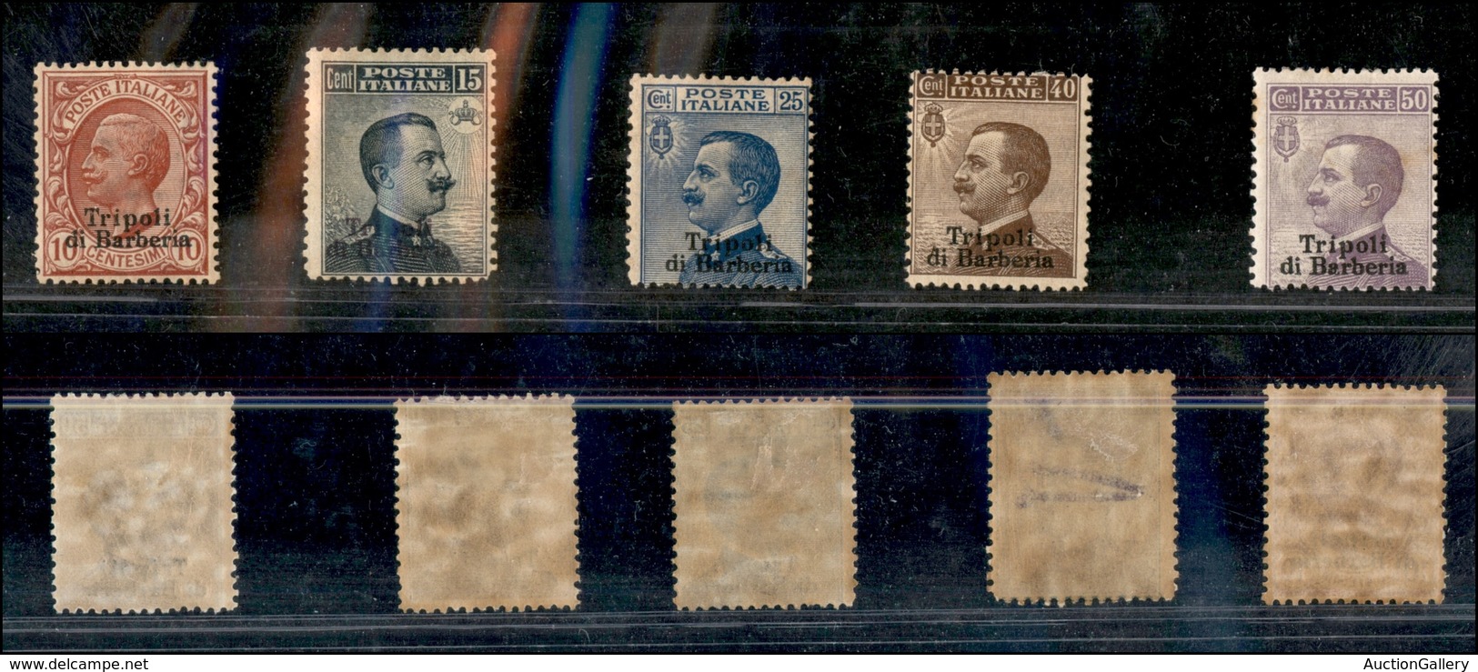 1919 UFF.POSTALI ESTERO - LEVANTE - 1909 - Tripoli Di Barberia - 10 Cent + 15 Cent + 25 Cent + 40 Cent + 50 Cent Leoni + - Autres & Non Classés