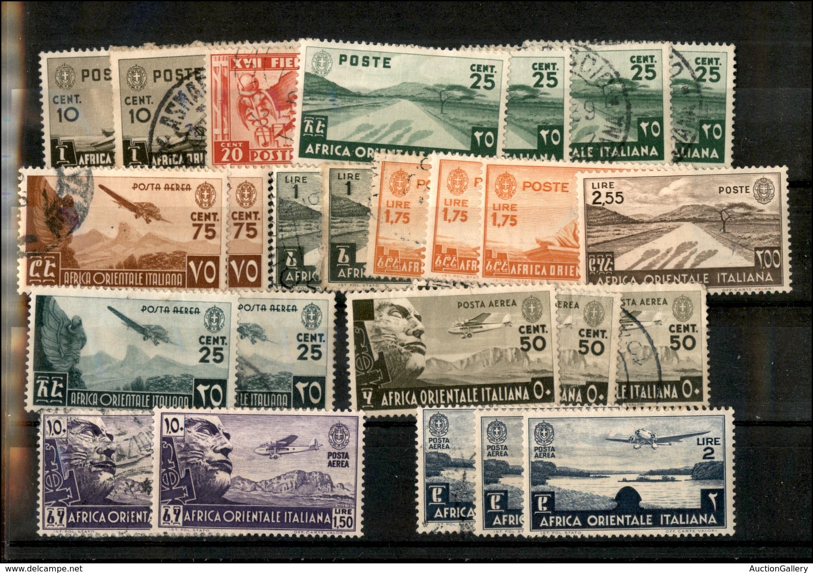 1940 COLONIE - A.O.I - 1938 - Cartoncino Con 25 Valori Soggetti Vari - Con Ripetizioni - Usati E Nuovi Con Gomma - Other & Unclassified