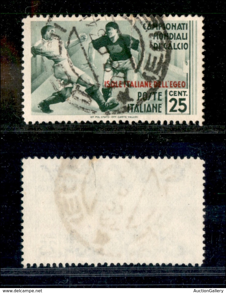 1953 COLONIE - EGEO - 1934 - 25 Cent Calcio Soprastampato (76) - Usato (130) - Autres & Non Classés