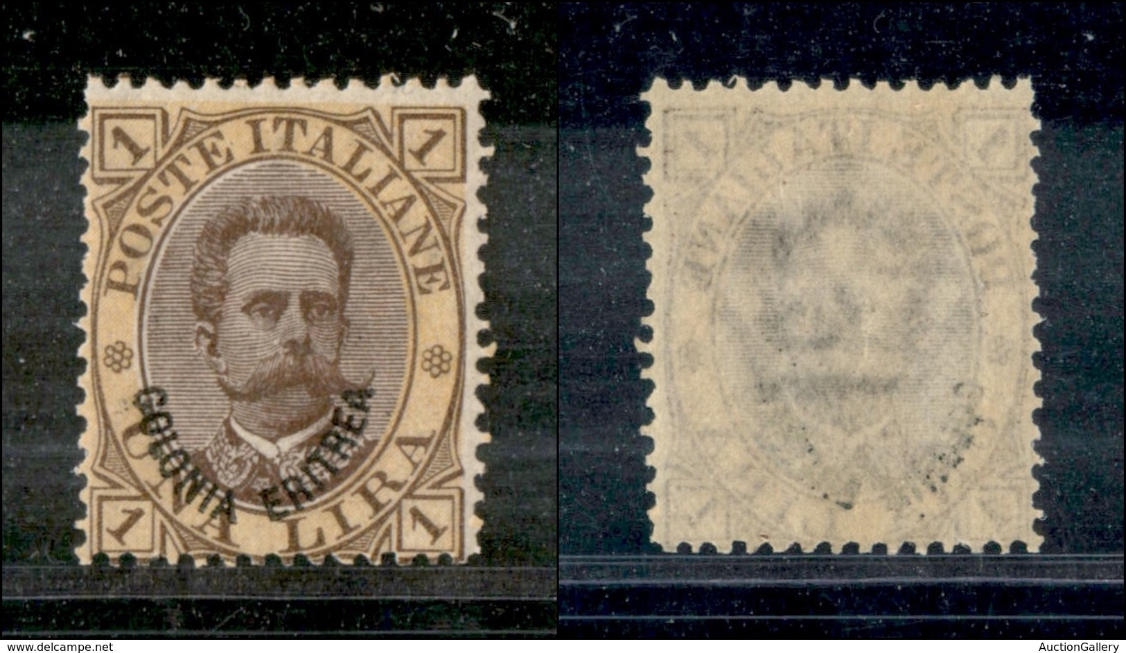 1973 COLONIE - ERITREA - 1893 - 1 Lira Umberto I Soprastampato (10) - Gomma Integra (150) - Autres & Non Classés