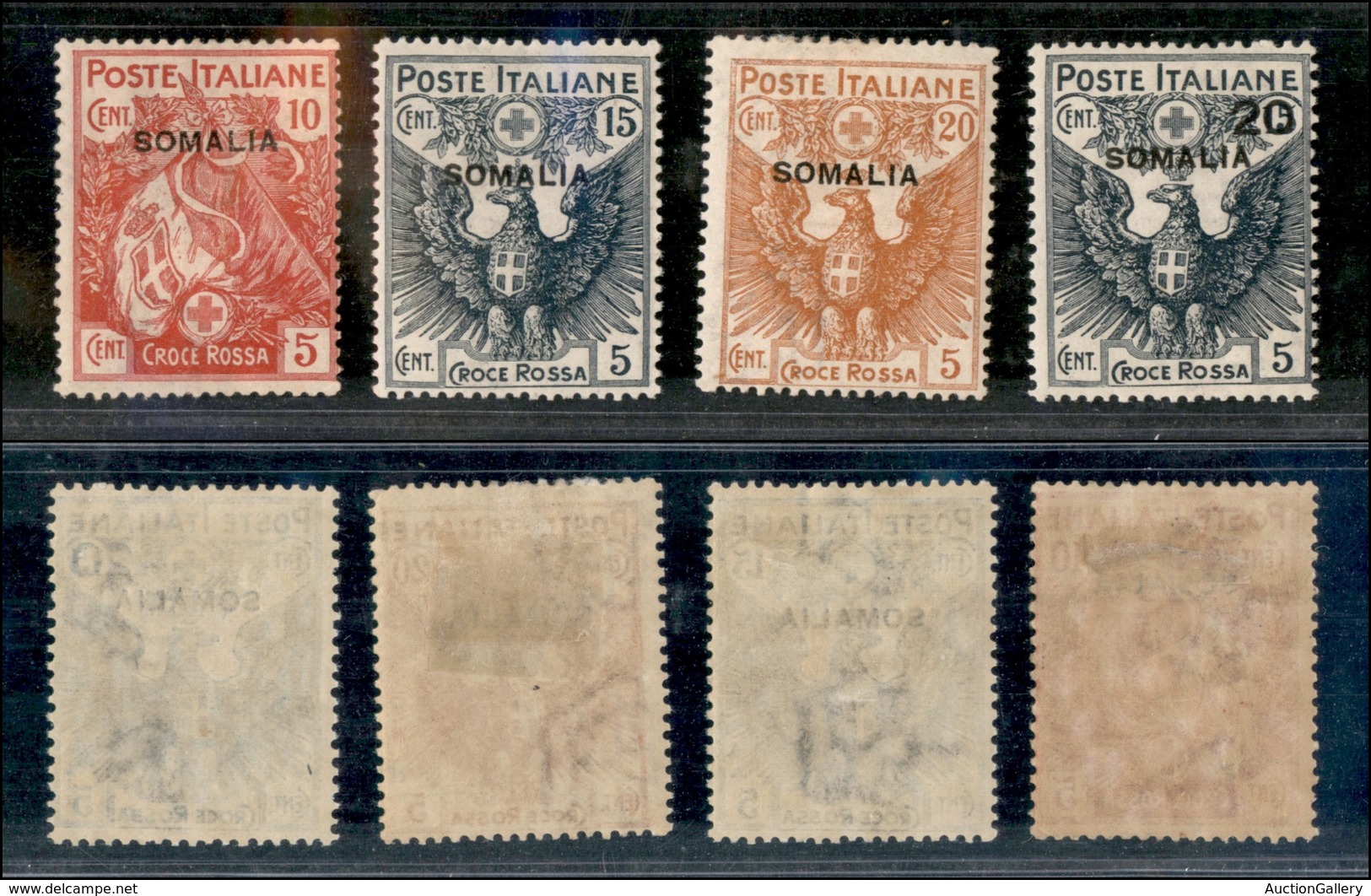 2118 COLONIE - SOMALIA - 1916 - Croce Rossa Soprastampati (19/22) - Serie Completa Di 4 Valori - Nuovi Con Gomma (300) - Other & Unclassified