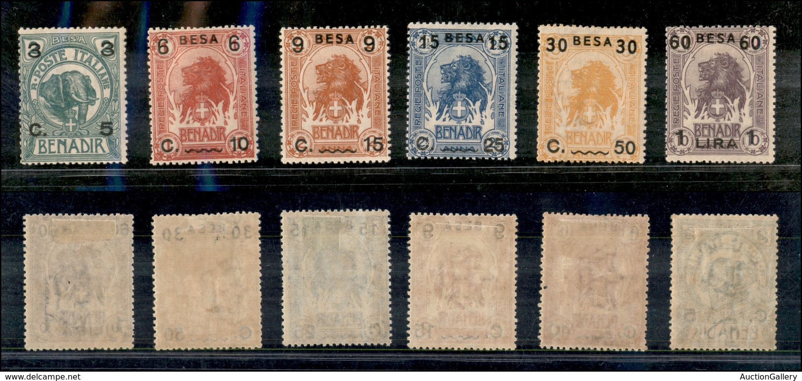 2120 COLONIE - SOMALIA - 1922 - Leoni E Elefanti Soprastampati Con Valore Somalo (24/29) - Serie Completa Di 6 Valori -  - Autres & Non Classés