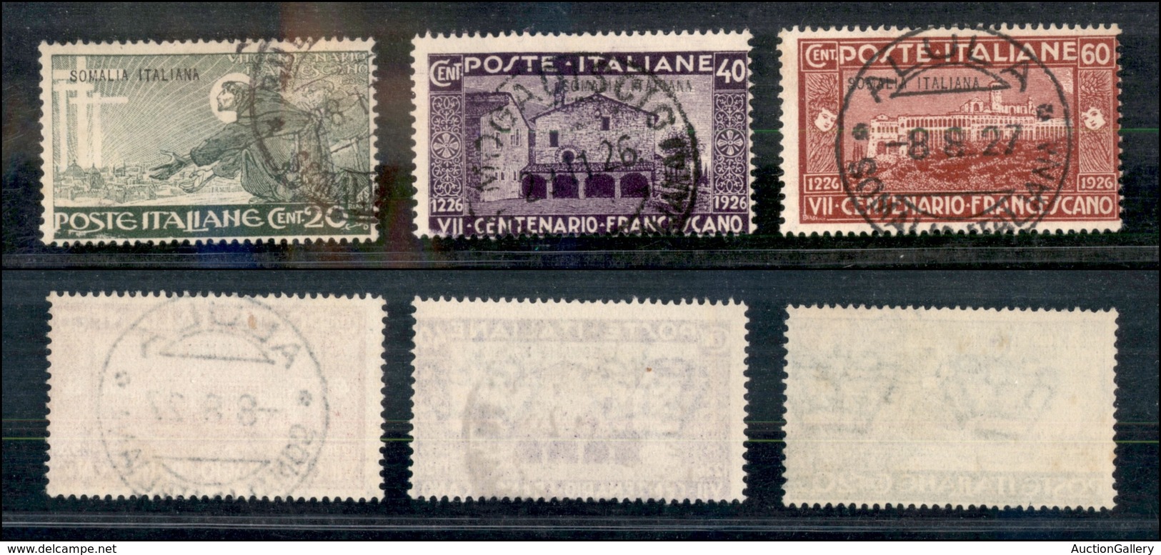 2122 COLONIE - SOMALIA - 1926 - S.Francesco Soprastampati (81/83) - I Primi 3 Valori Della Serie - Usati (68) - Autres & Non Classés