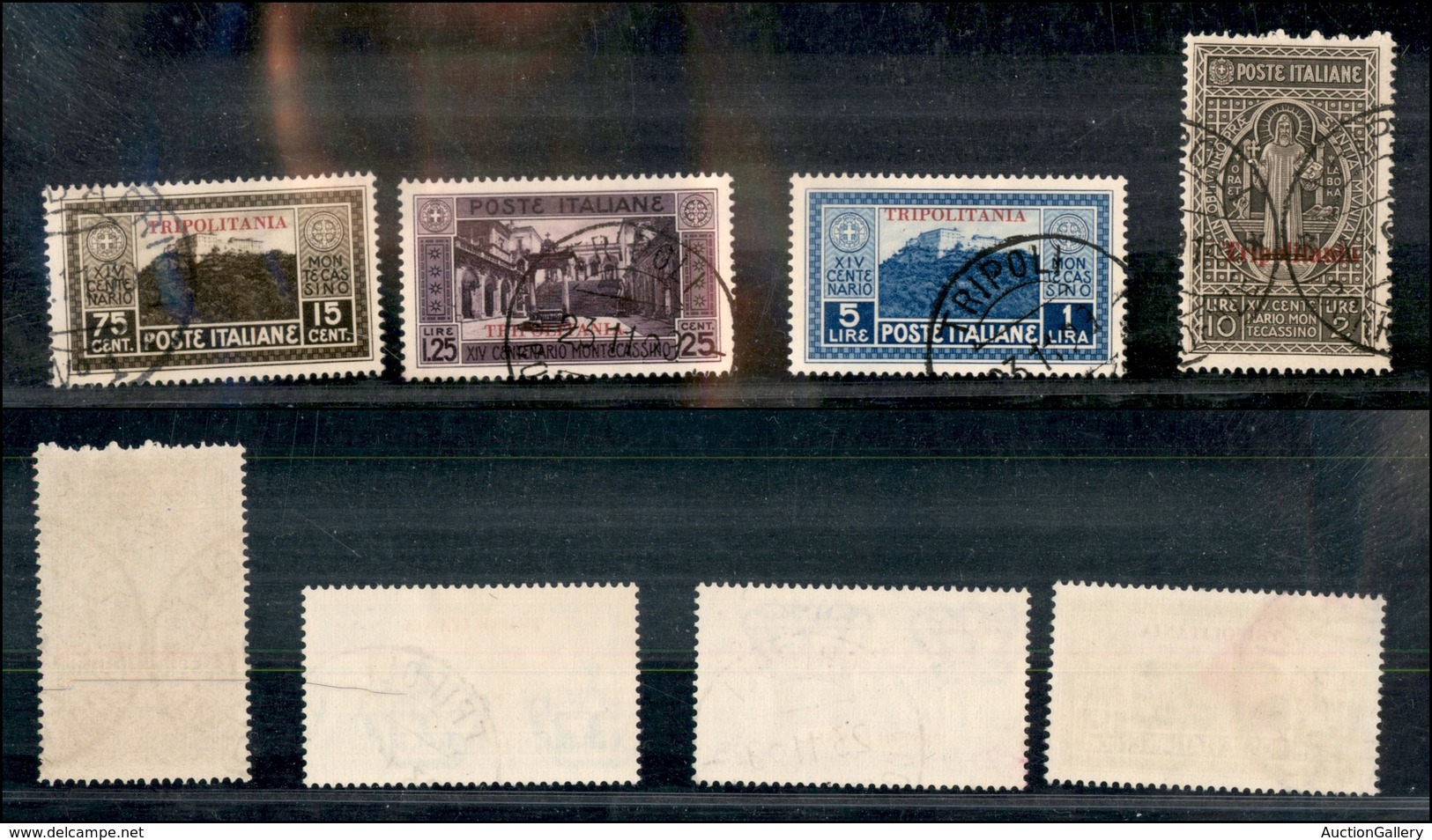 2167 COLONIE - TRIPOLITANIA - 1929 - Montecassino (57/60) - 4 Alti Valori Della Serie - Usati (235) - Other & Unclassified