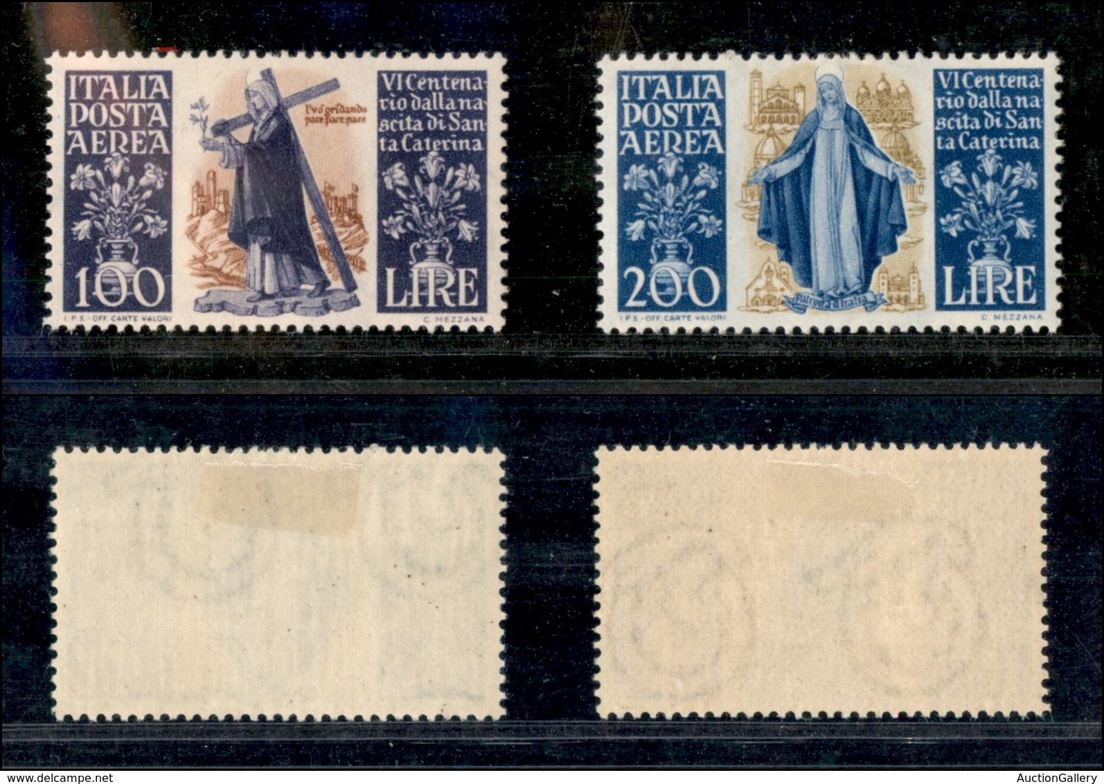 2195 REPUBBLICA  - 1948 - S.Caterina Da Siena Posta Aerea (A146/A147) - Serie Completa Di 2 Valori - Nuovi Con Gomma (90 - Autres & Non Classés